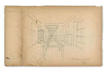 POLITZER, ADAM. Two pencil drawings on paper captioned and initialled by Politzer.  Late 19th/early 20th century